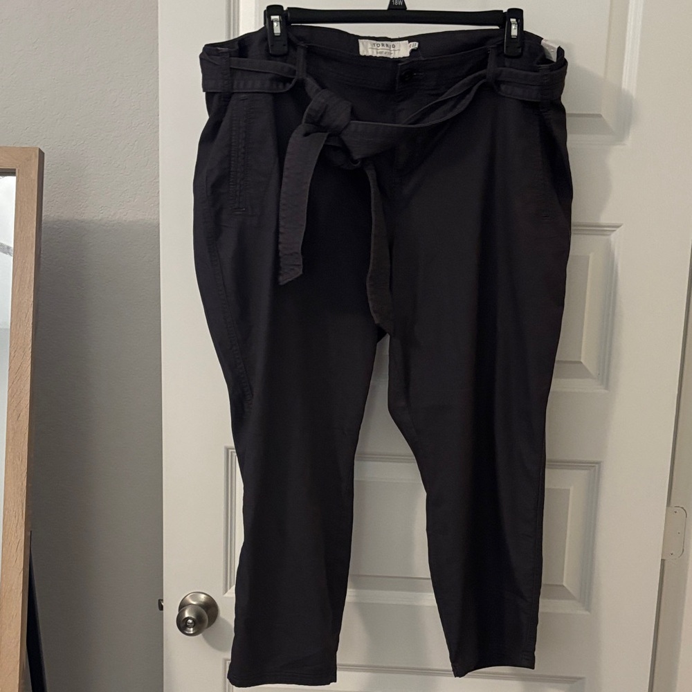 Torrid Gray Ankle Tie-Waist belt utility Pants SZ 20 plus size baggy casual NWT